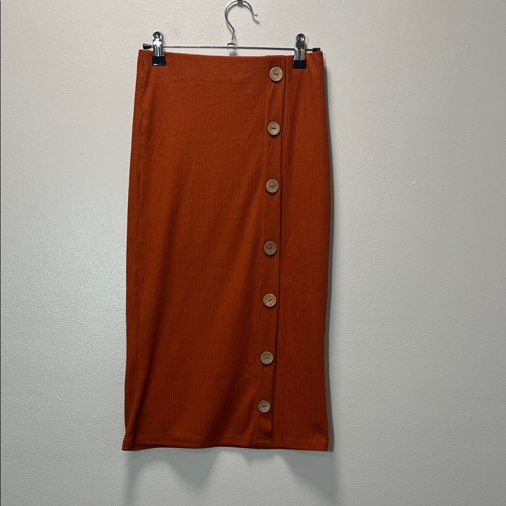 Iris Rust/Terracota Button-Down Pencil Skirt